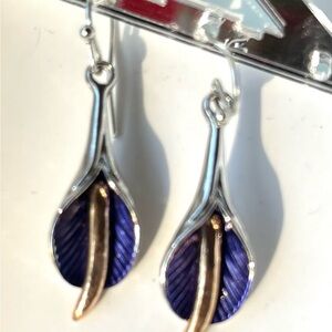 Purple and silvertone Calla Lily Earrings